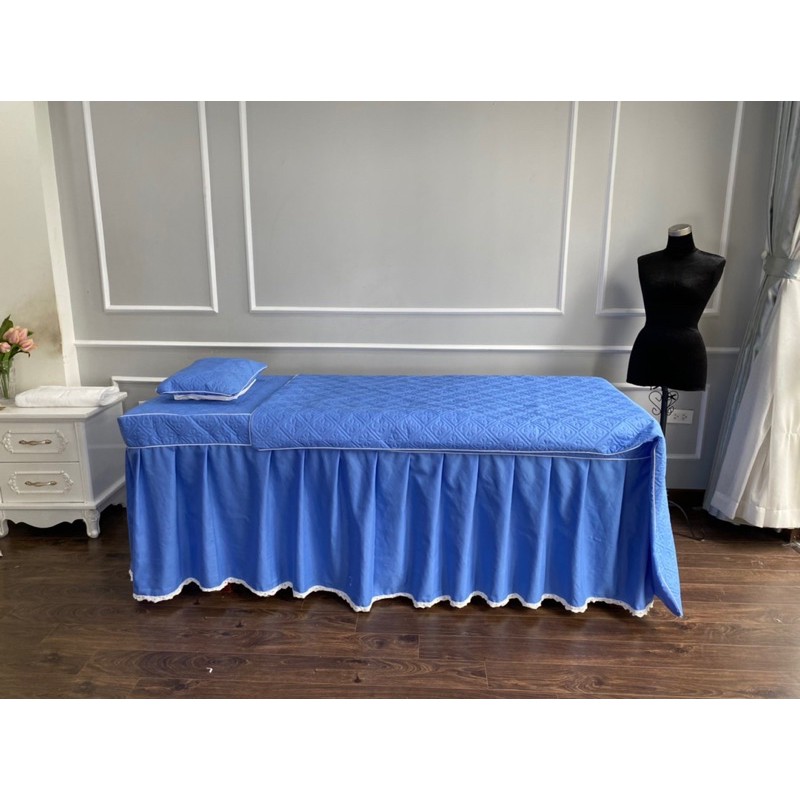Bộ Ga giường spa chất satin gồm Ga - chăn đắp và vỏ gối ( hàng may 3 ngày có)
