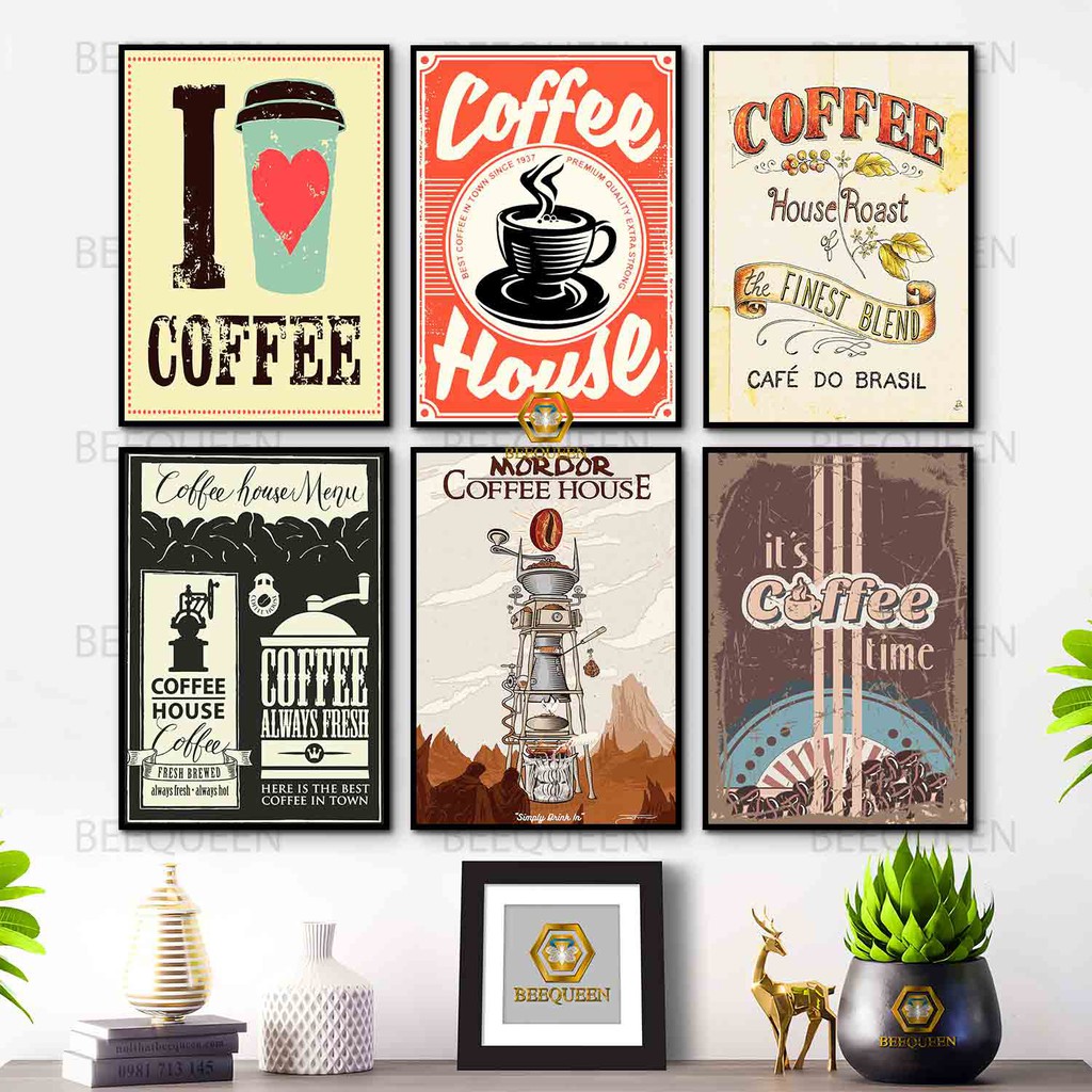 20 Mẫu Tranh Retro Vintage Trang Trí Quán Cà Phê Trà Chanh Trà Sữa Siêu Nét Siêu Đẹp