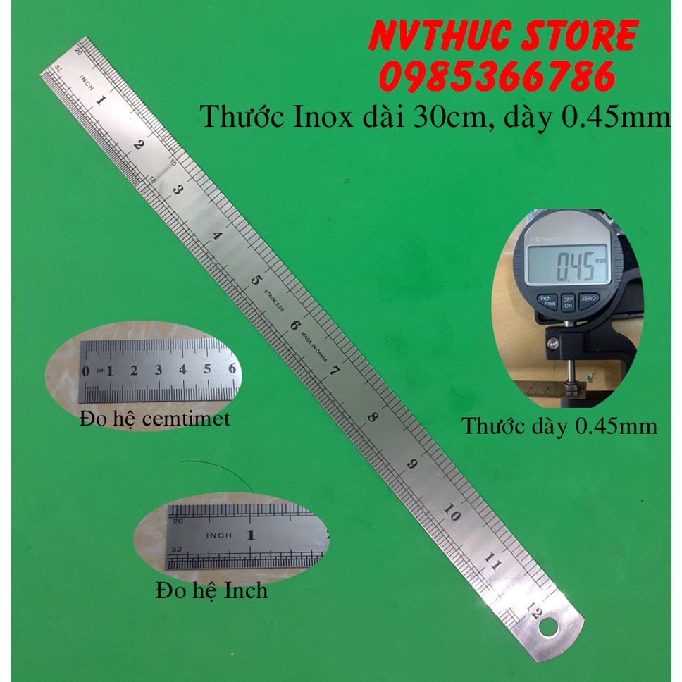 Thước đo chính xác hai mặt làm mô hình thủ công dài 30cm dày 0.45mm