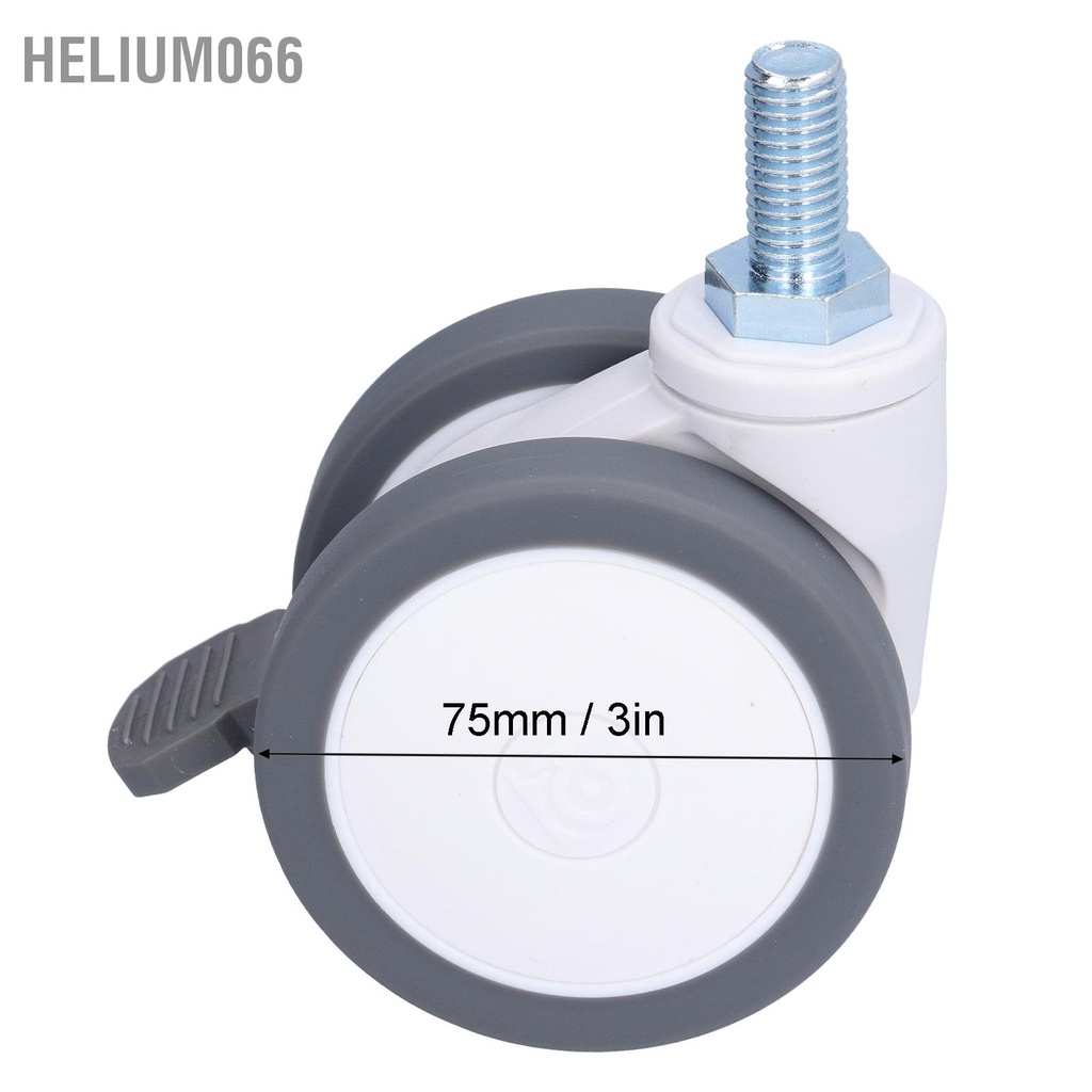 Bánh xe đa năng im lặng Cao su y tế TPR Chủ đề 3in Hợp kim nhôm 75mm M12 Helium066