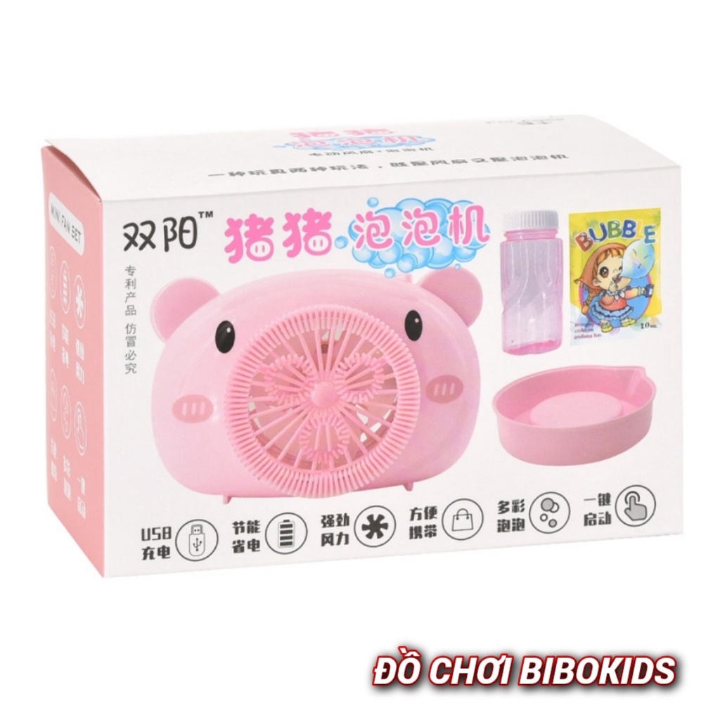 Máy ảnh thổi bong bóng xà phòng 2in1 dùng sạc kèm dây đeo màu hồng cho bé