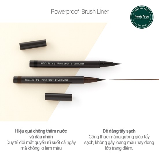 [Mã COSIF05 giảm 10% đơn 400K] Bút kẻ mắt nước innisfree Powerproof Brush Liner màu 0.6g