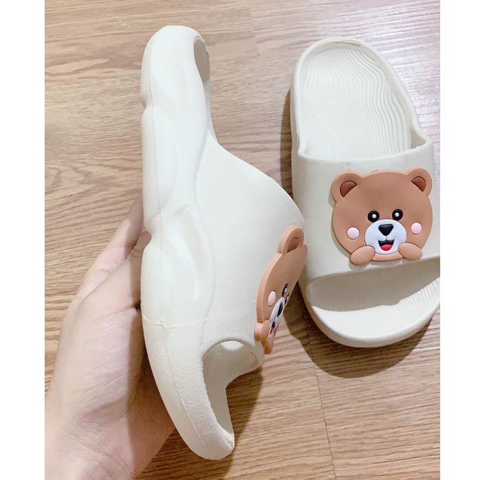 [𝐍𝐄𝐖] Dép Quai Ngang Siêu Nhẹ Hình Mặt Chú Gấu Cực Cute Dành Cho Bé, 3 màu Full size 31-35