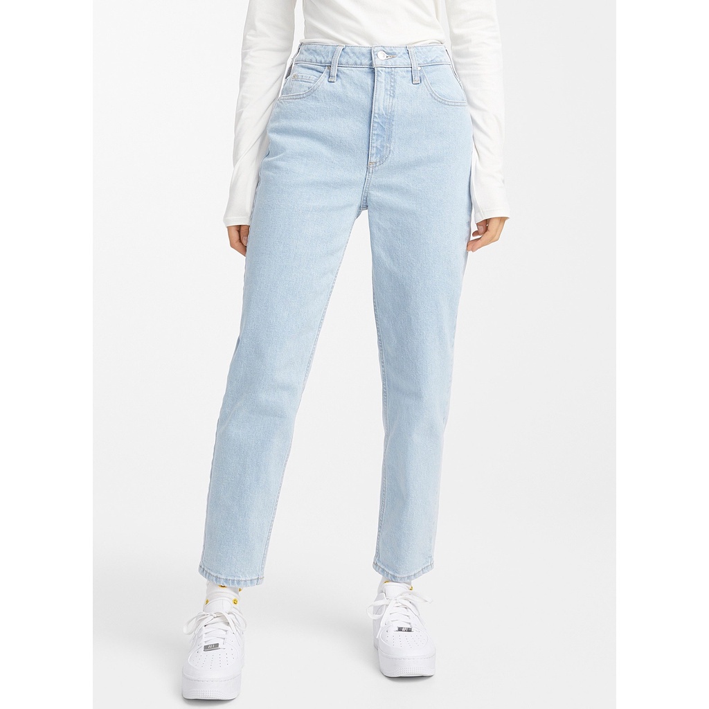 Quần Mom Jeans Nữ Lưng Cao Màu Xanh Sáng M-01