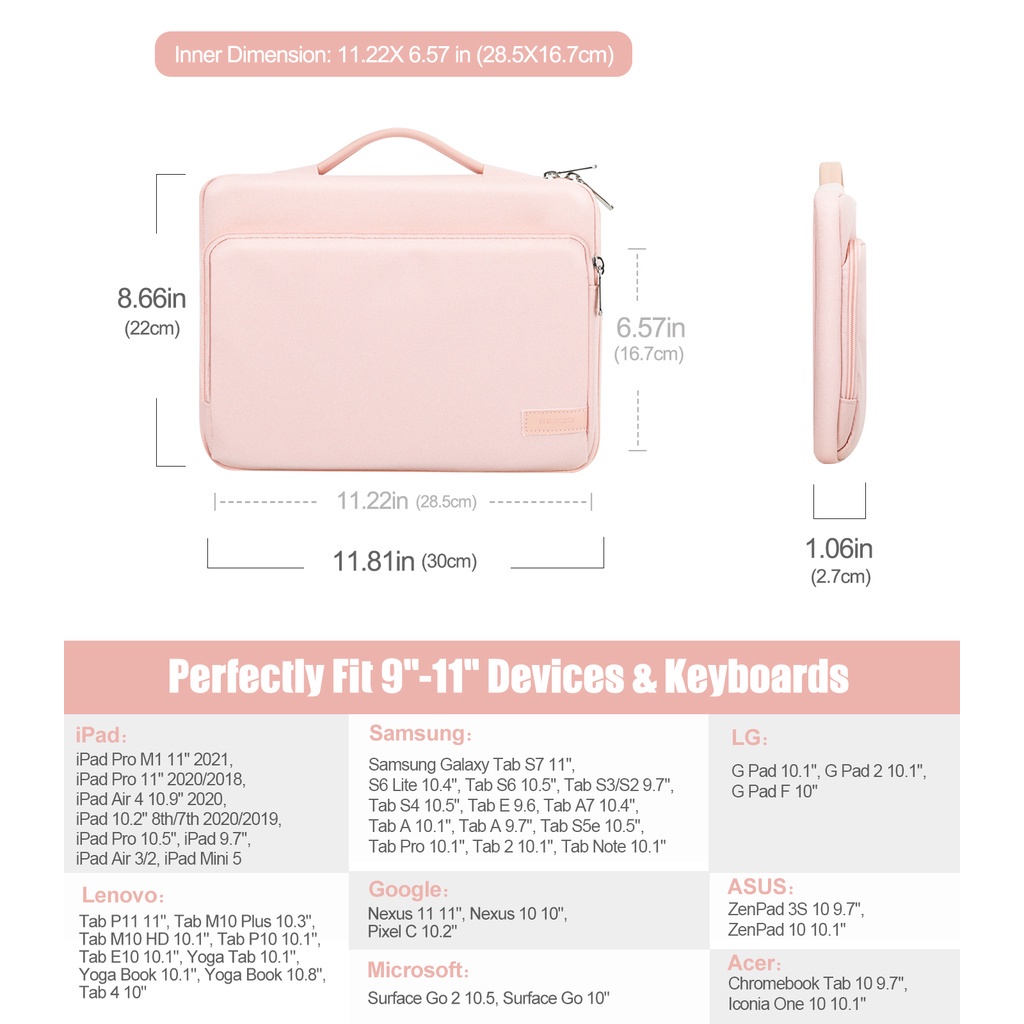 Túi Đựng Máy Tính Bảng Moka 9-11 Inch iPad Pro 11 2021/2020/2018/ iPad 9th 8th Thế Hệ 10.2/iPad Air 4 10.9