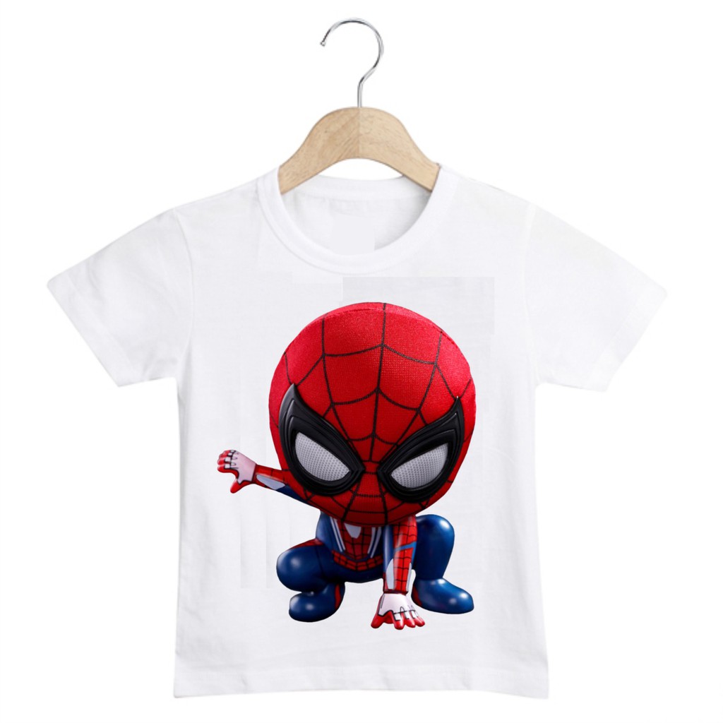 Áo Người Nhện Spider Man cổ tròn màu trắng cực đẹp dành cho trẻ em