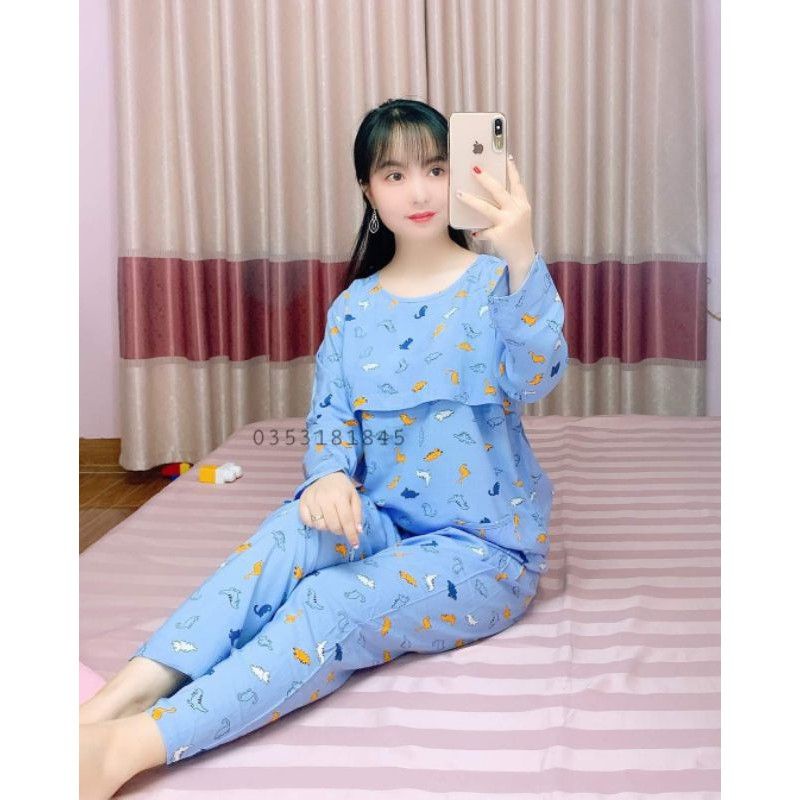 ( Chọn Màu ) Bộ Lạnh Lụa Sau Sinh Mở Nắp Ngang Cho Bé Bú 46-65kg