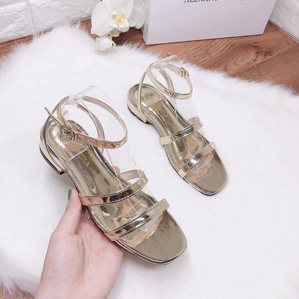 Sandal quai hậu đế thấp thiết kế quai mảnh thoải mái dễ đi màu vàng Shop Phương Nhi
