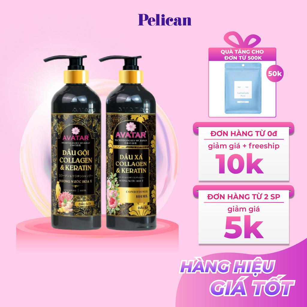 Dầu gội Avatar Collagen &amp; Keratin phục hồi tóc hư tổn 600ml công nghệ Nhật Bản