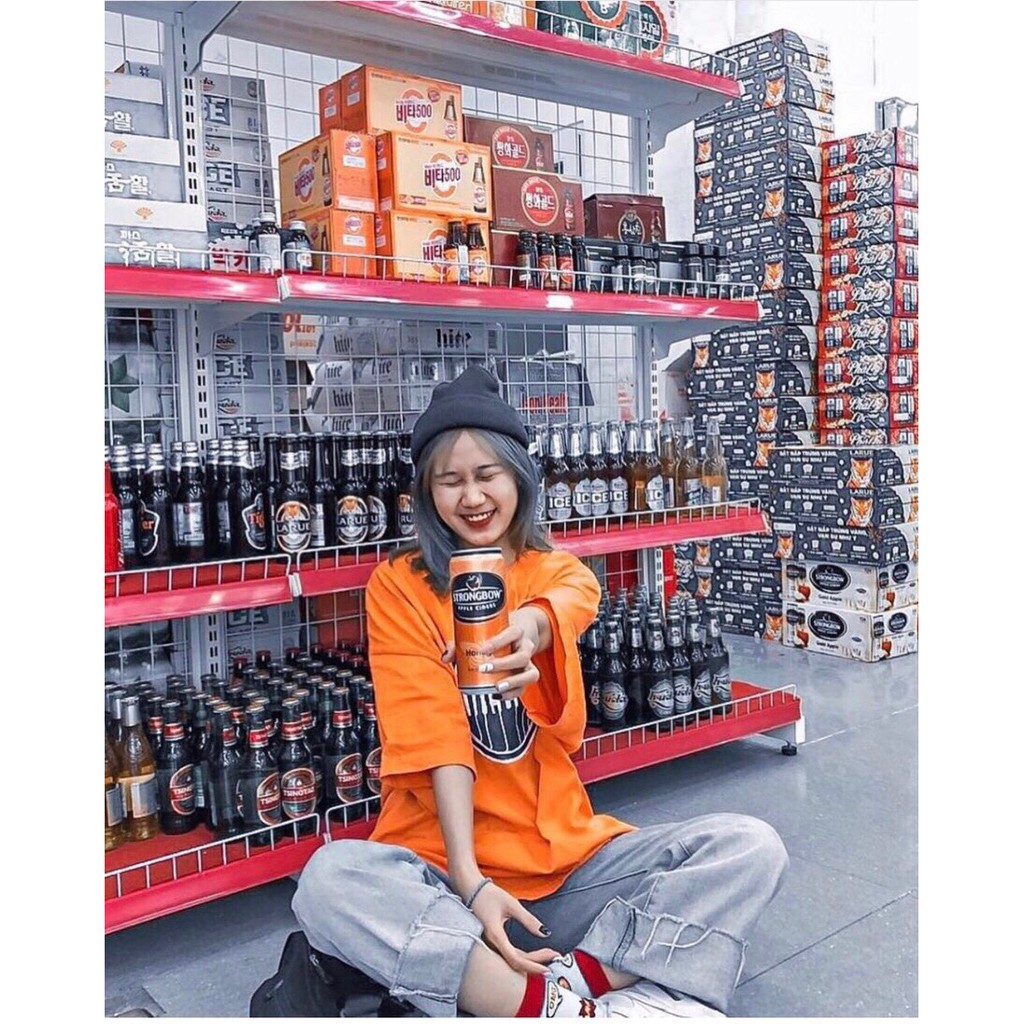 Áo thun tay lỡ mùa hè màu cam siêu nổi OIJERS basic tee phông đơn giản form rộng oversize streetwear cực rực rỡ