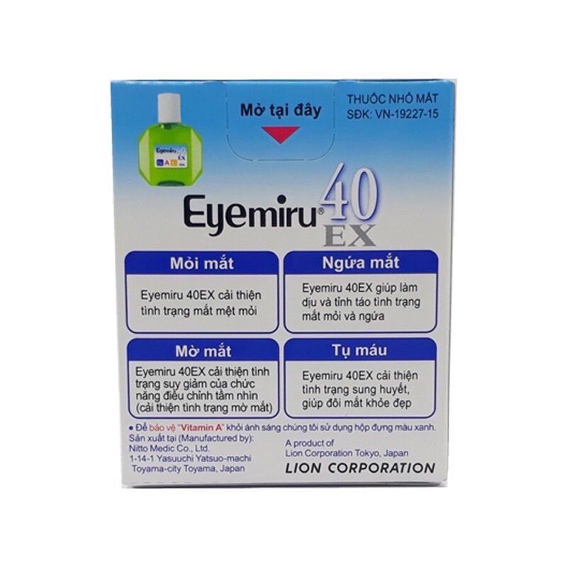 Eyemiru 40ex nước nhỏ mắt giảm mỏi mắt mờ mắt dịu mát mắt