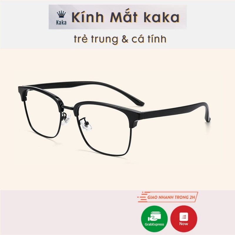 Gọng kính cận kim loại nam nữ kaka mắt vuông cơ bản dễ đeo màu sắc thời trang 03