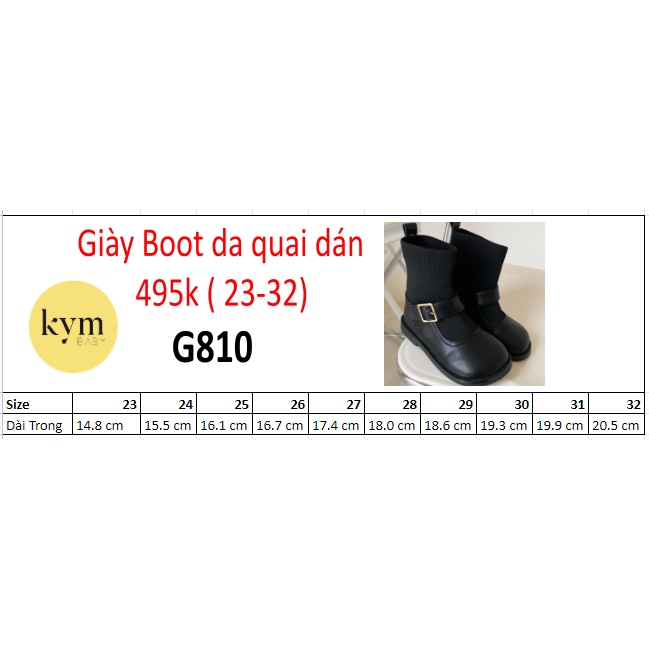 Giày boot da cổ thun quai dán cho bé G810