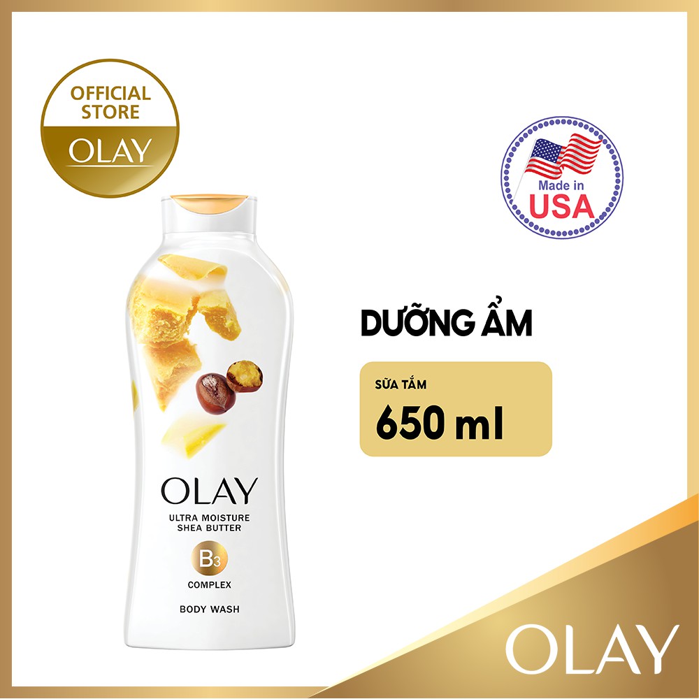 Sữa tắm Olay dưỡng ẩm vượt trội với Bơ Hạt Mỡ - Ultra Moisture with Shea Butter USA 650ml