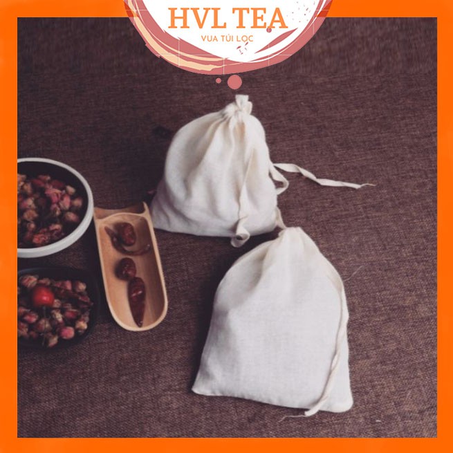  Túi lọc vải bông nấu ăn, túi lọc vải dây rút 30x40cm (2 túi/sp) - HVL TEA