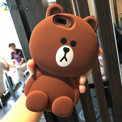 ◑Ốp Điện Thoại Mềm Hình Gấu Nâu Hàn Quốc Cho iPhone 13 12 Pro Max Mini 11 Pro Max X 7 8 6 Plus 5 5s SE