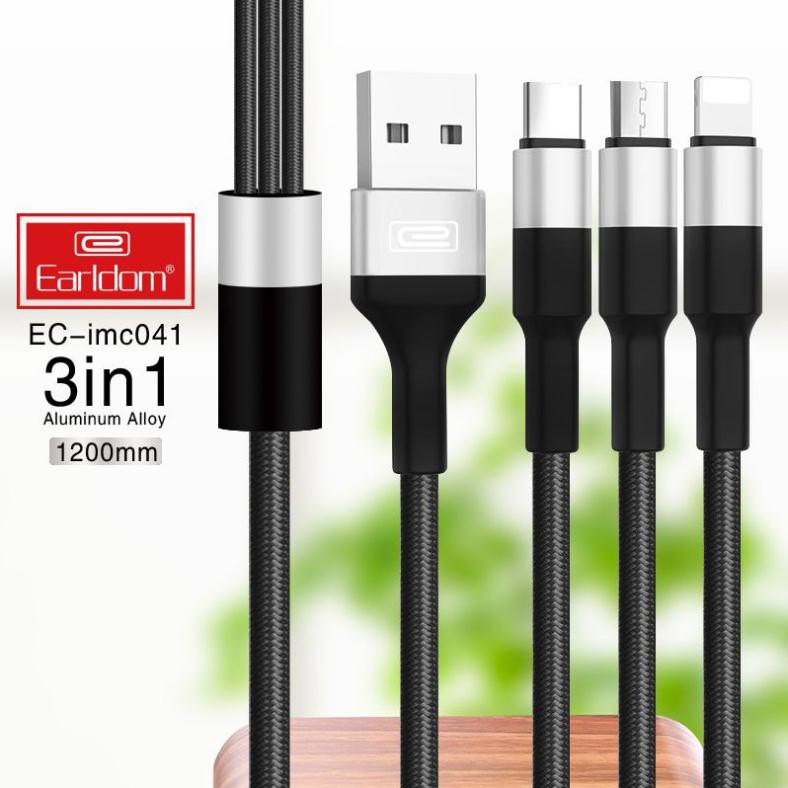 Cáp sạc 3 đầu bọc dù cao cấp Earldom 041