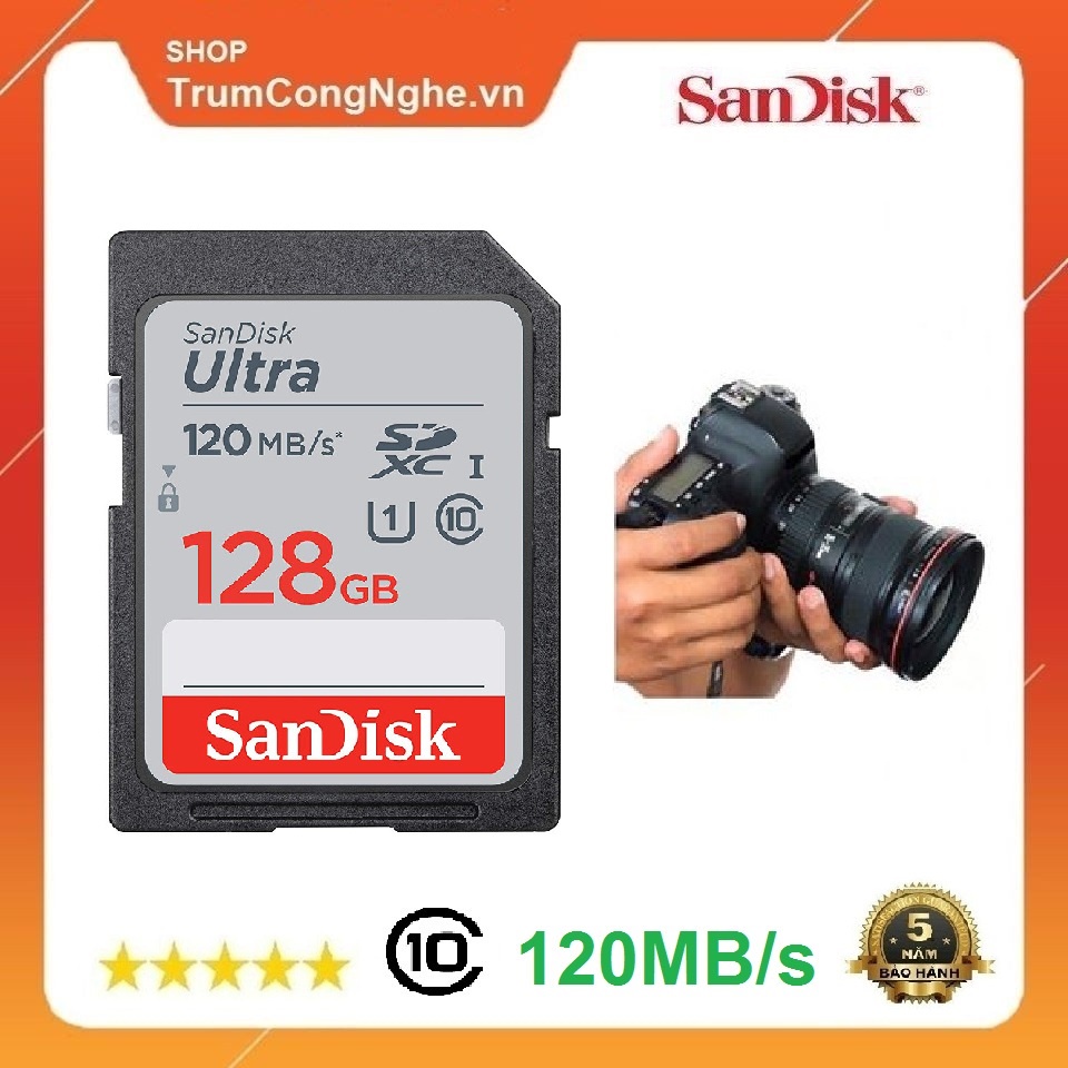 Thẻ nhớ Máy Ảnh SDXC Sandisk Utral Class10 120GB 120MB/s - Tốc độ cao