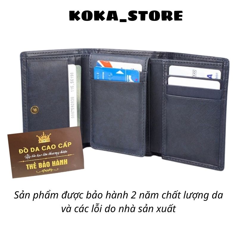 Ví Nam Mini Gập 3 Da Bò Chính Hãng Bóp Da Nam Đóng Hộp Nhiều Ngăn Nhỏ Gọn Cao Cấp Cực Đẹp Mẫu KT03 - Koka Store