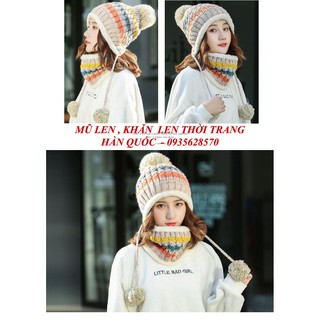 Mũ len nữ kèm khăn Hàn Quốc