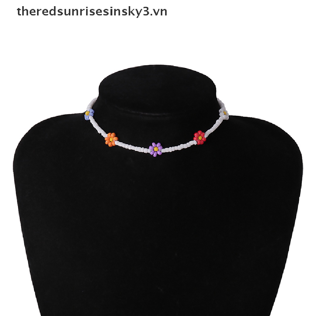 Vòng Cổ Choker Đính Hạt Hình Hoa Cúc Handmade Phong Cách Bohemian Dành Cho Nữ