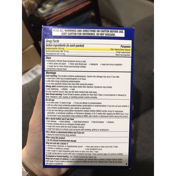 Theraflu  hộp 6 gói của Mỹ