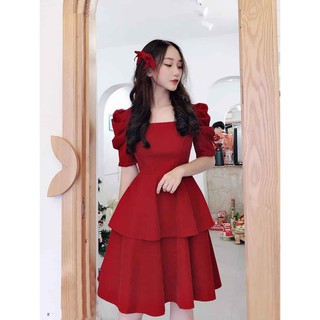 Váy Đầm công chúa Tay ngắn nhún thắt nơ Kiểu dáng tinh tế dễ thương (D-316A)