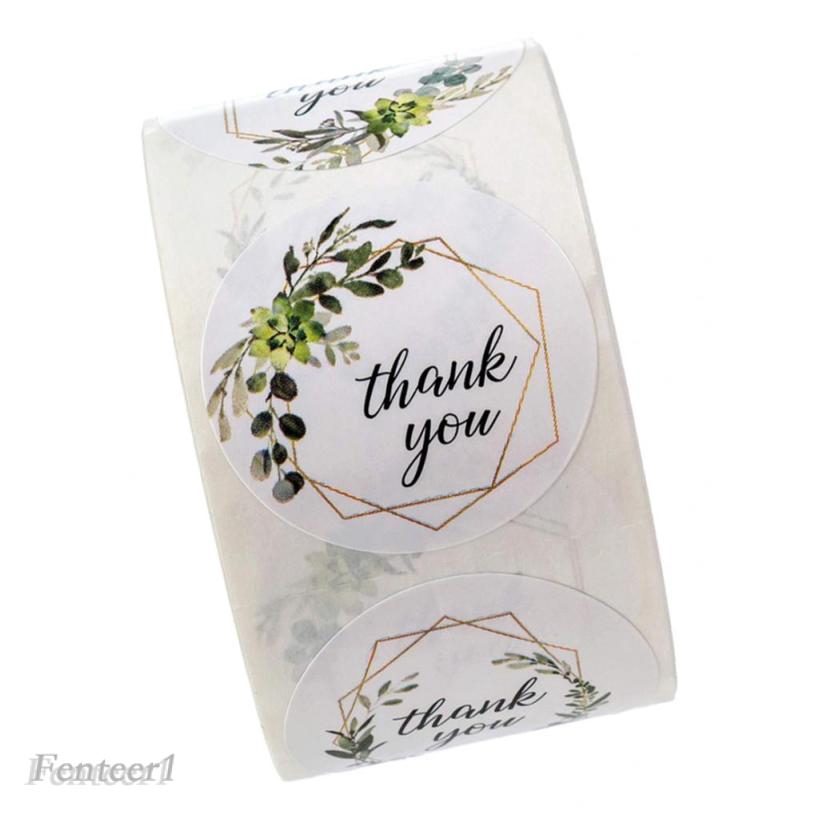 Set 500 nhãn dán tròn in chữ Thank you độc đáo
