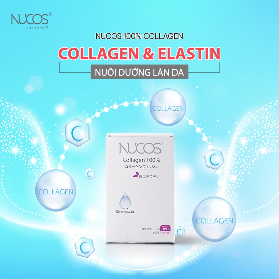 Viên Uống Giúp Săn Da Ngừa Chảy Xệ 100% Collagen Nucos Hộp 90 viên