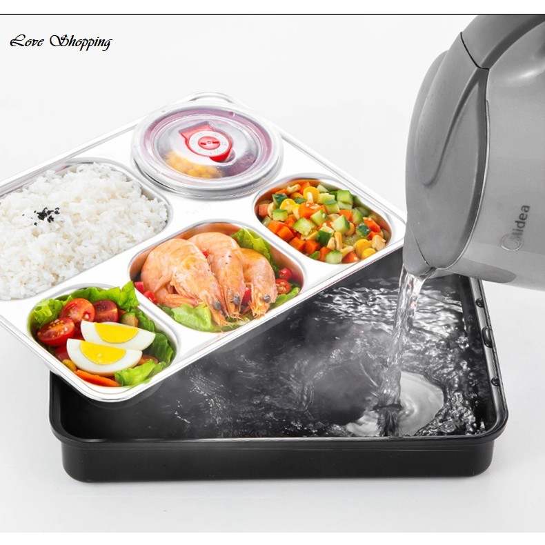 Cà men đựng cơm hâm nóng thức ăn tự động không tốn điện thiết kế 5 ngăn riêng biệt