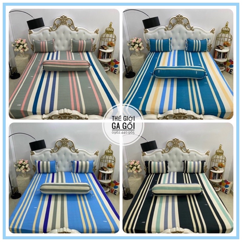 Bộ Drap {4món} Thun Lạnh Hàn Quốc hoạ tiết kẻ sọc