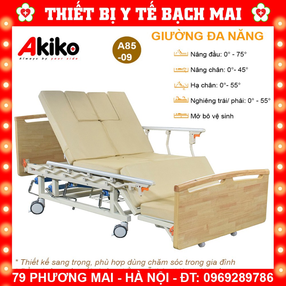 Giường Bệnh Nhân 4 Tay Quay Đa Chức Năng AKIKO A85-09 Cao Cấp