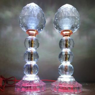 Cặp đèn thờ  7 màu trái đào pha lê M2