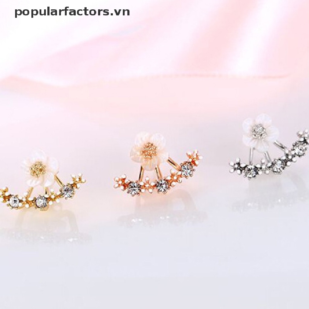 Bông Tai Hình Hoa Cúc Đính Pha Lê Dễ Thương Dành Cho Nữ