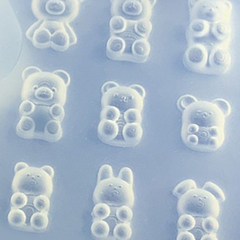 Khuôn Silicone Làm Móc Khóa Hình Gấu Lấp Lánh