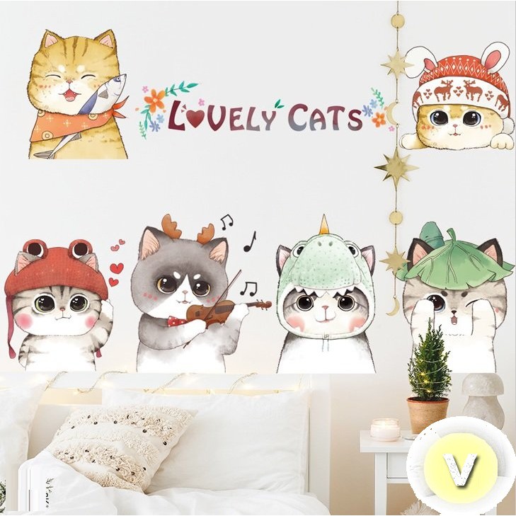 Decal dán tường Ban nhạc mèo con
