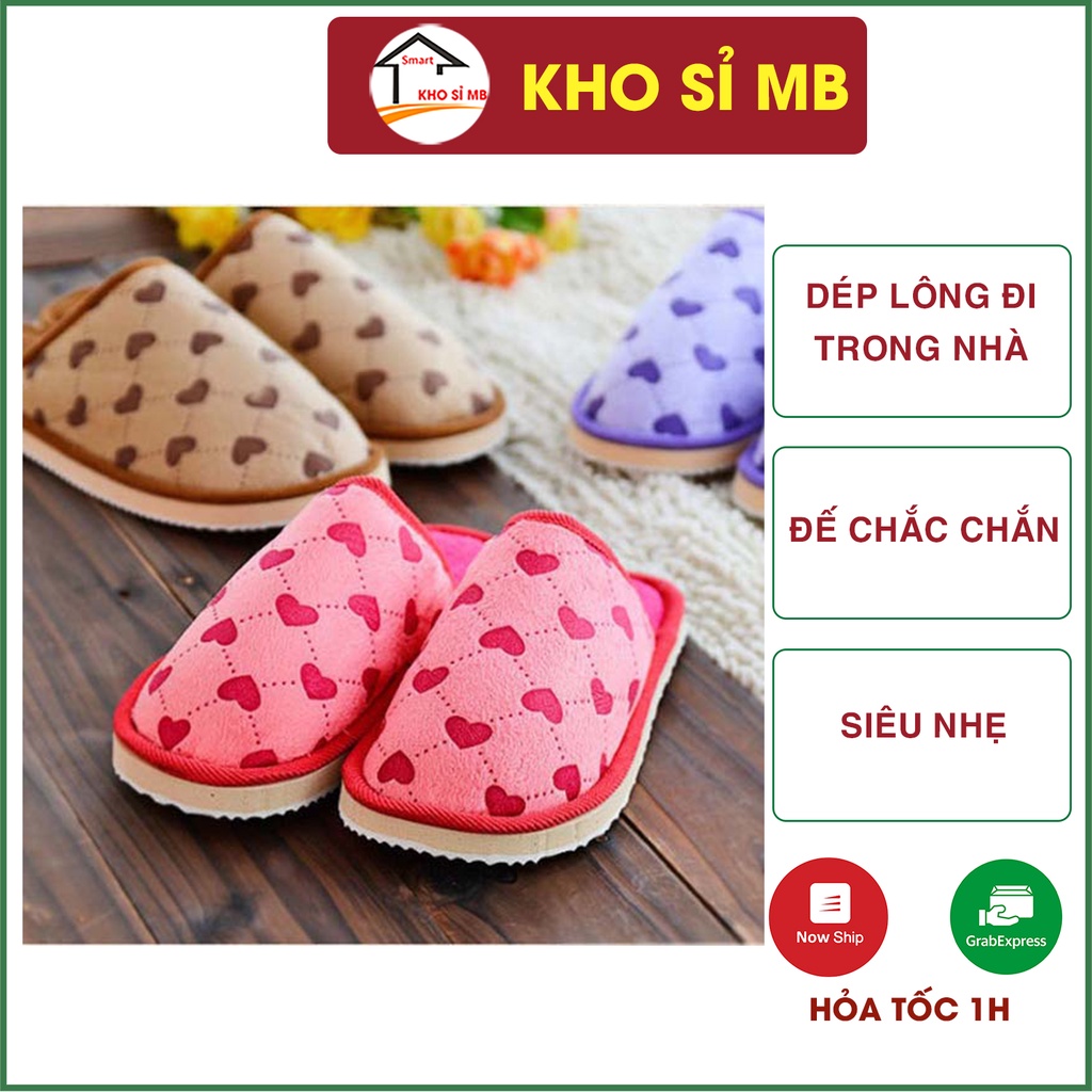 Dép bông đi mang trong nhà cho nam nữ trẻ em, dép lông mùa đông siêu nhẹ, chống trơn trượt nhiều màu cực êm cute