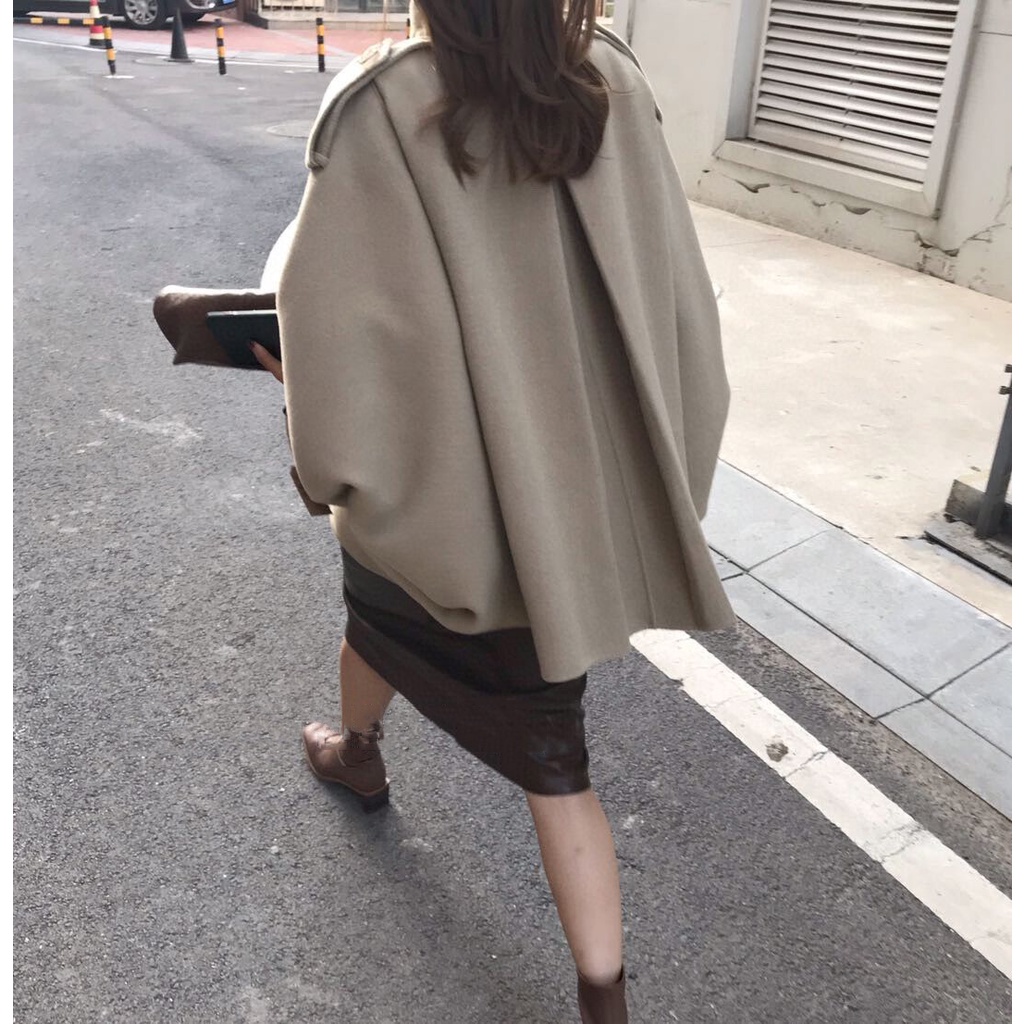 👗👗Áo khoác len cánh dơi cổ đứng dáng rộng màu trơn phong cách Retro Pháp | BigBuy360 - bigbuy360.vn