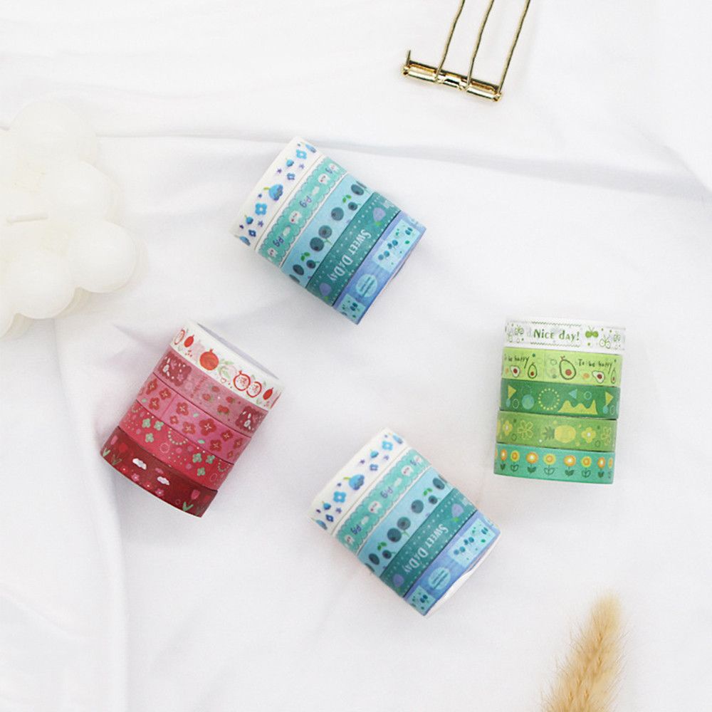 Hộp 5 cuộn băng keo dán trang trí dễ thương chất lượng cao