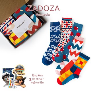 Bộ 5 tất dài đi giày tây cho nam tất màu sắc độc lạ P2M3