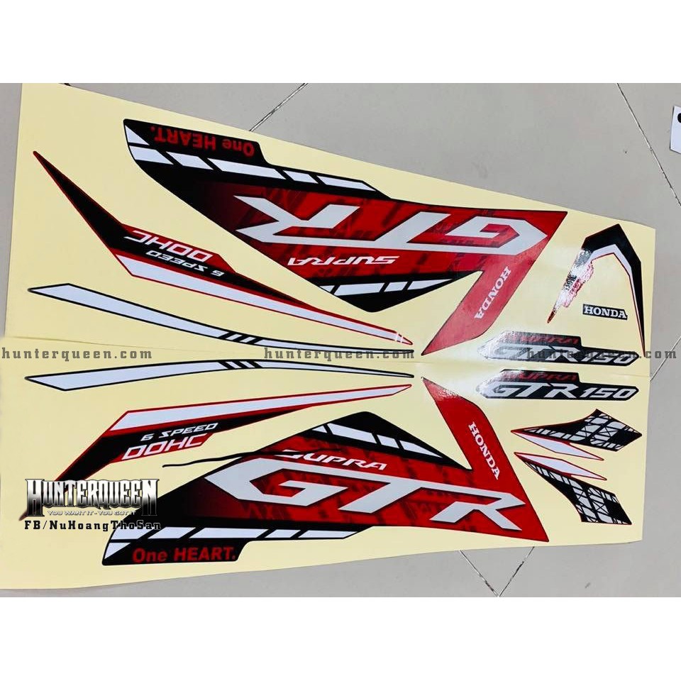 Tem in UV cao cấp. Winner 150 Supra GTR, Version 2020 đen đỏ. Decal tem xe ép nhiệt kích thước chuẩn.