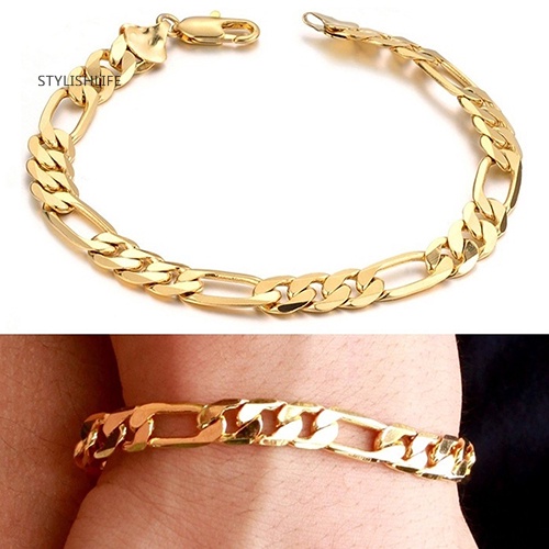 Vòng Tay Mạ Vàng 18K Dạng Mắc Xích 7mm Cao Cấp Cho Nam
