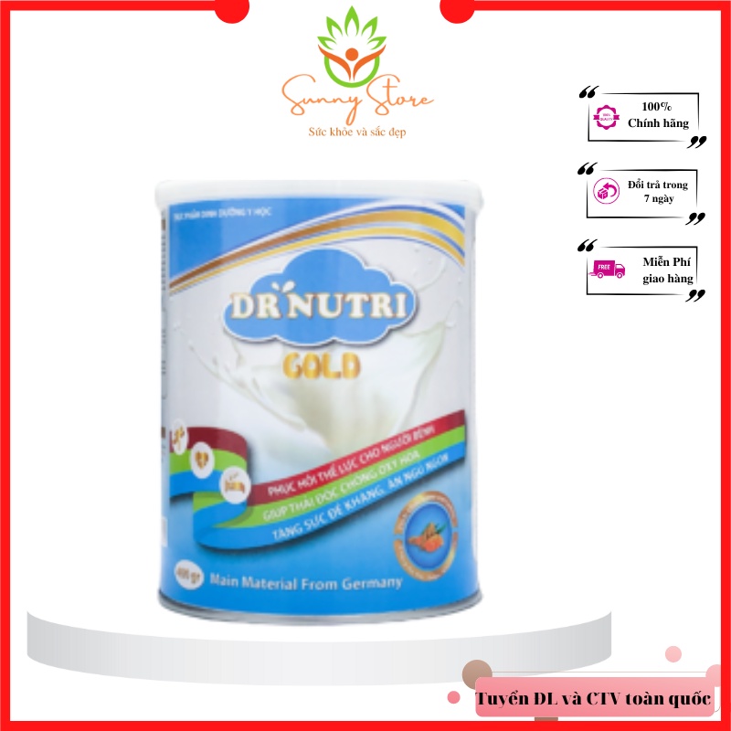 Hộp sữa nghệ tăng cân Dr. Nutri Gold đầy đủ dinh dưỡng giúp phục hồi sức khỏe 400gr và 900gr
