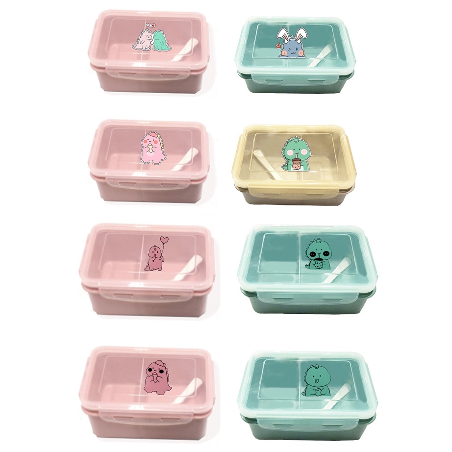 hộp cơm vuông bare bear HCV4 molang gấu brown tonton capoo khủng long hoàng đế mèo bé đào pusheen hộp đựng thực phầm PP