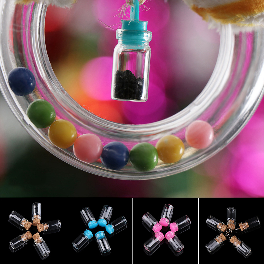 Bộ 10 Lọ Thủy Tinh Mini Có Nút Bần Màu Cầu Vồng Trang Trí Nhà Cửa