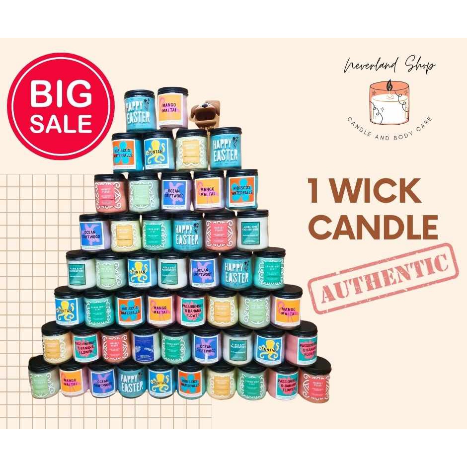 Nến thơm 1 bấc Bath and body works Lemon Mint, Aloha, Peach, Easter 196g