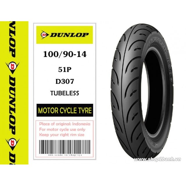 Vỏ Dunlop 100/90-14 gắn bánh sau PCX, SH Mode