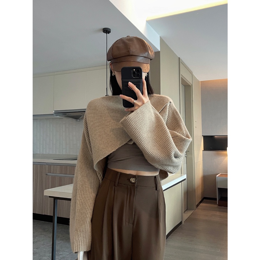 Áo Dệt Kim Tay Dài Dáng Rộng Phong Cách Hàn Quốc Hiện Có 4 Màu