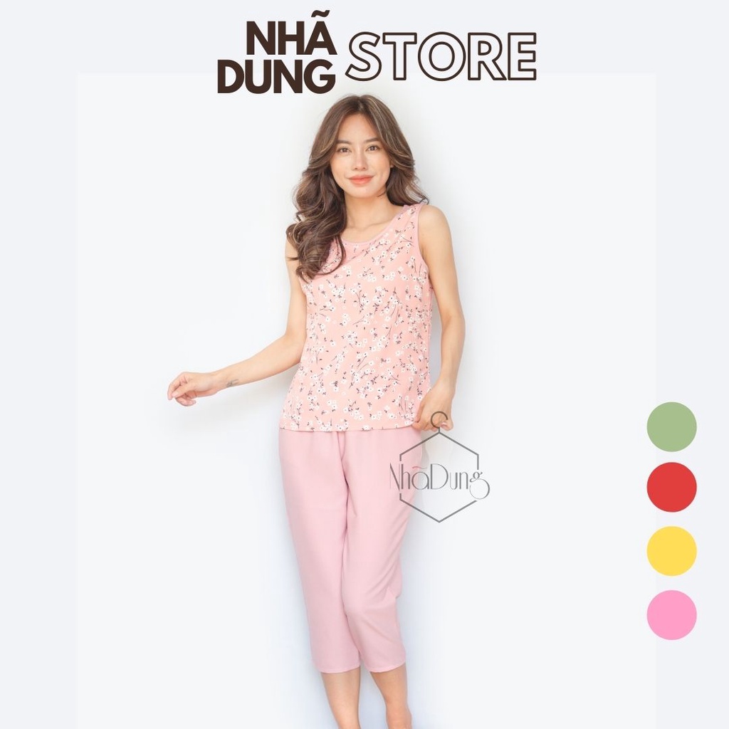 &lt;A22&gt; Đồ bộ nữ mặc nhà dài nữ thiết kế vải lụa thái cao cấp sát nách cách điệu túi xinh xắn đủ size từ 40-65kg