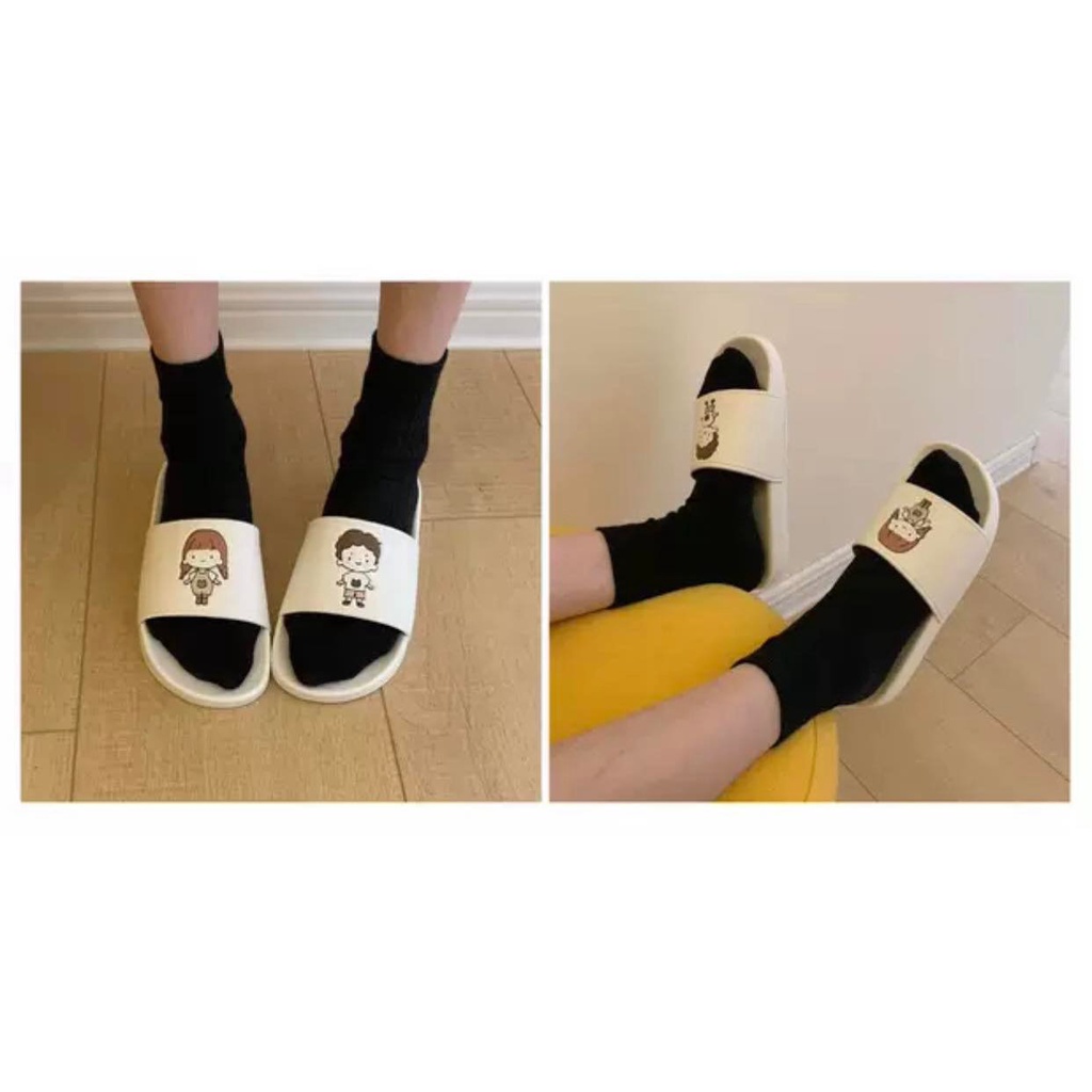Dép quai ngang cao su hình Cô bé Cậu bé